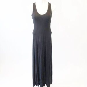SITA Black Criss Cross Backless Maxi Dress Modal Spandex Tie Accent Medium